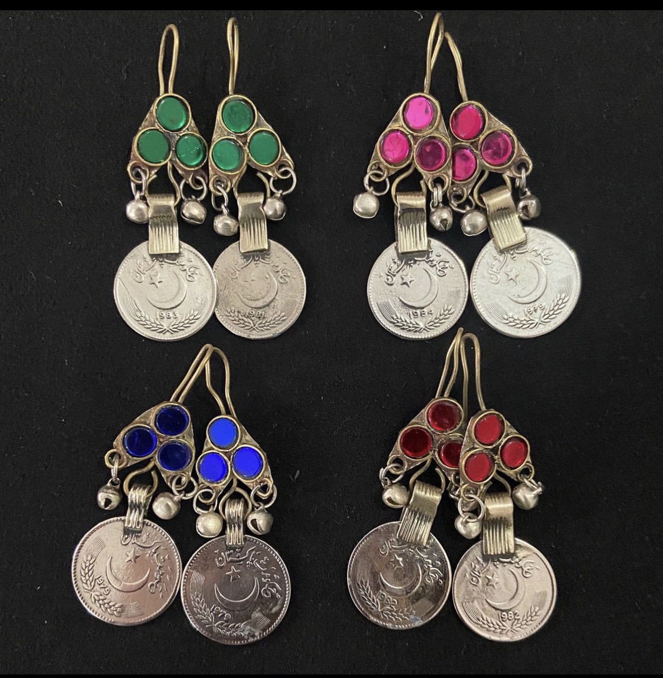 Afghan vintage coins earrings